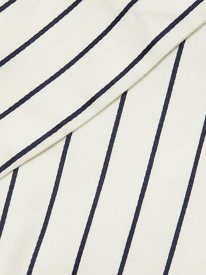 Izzie Striped Linen-Blend Crop Blazer