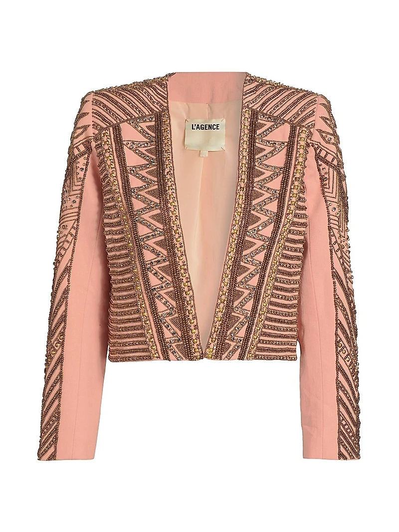 Blossom Embellished Cotton Cropped Jacket