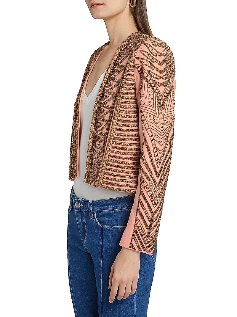 Blossom Embellished Cotton Cropped Jacket