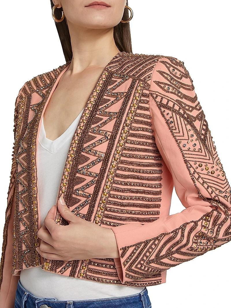 Blossom Embellished Cotton Cropped Jacket