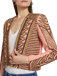 Blossom Embellished Cotton Cropped Jacket