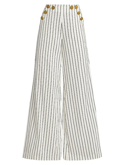 Kingston Striped Linen-Blend Wide-Leg Pants