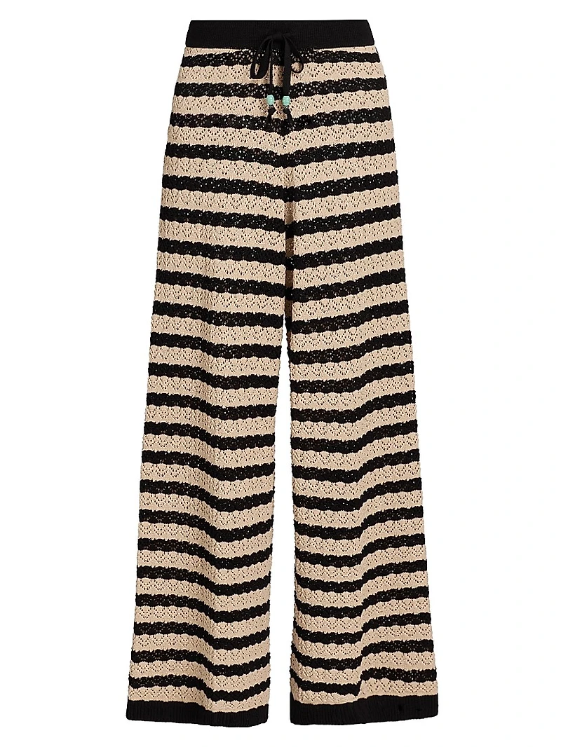 Gaelle Striped Pointelle Knit Pants