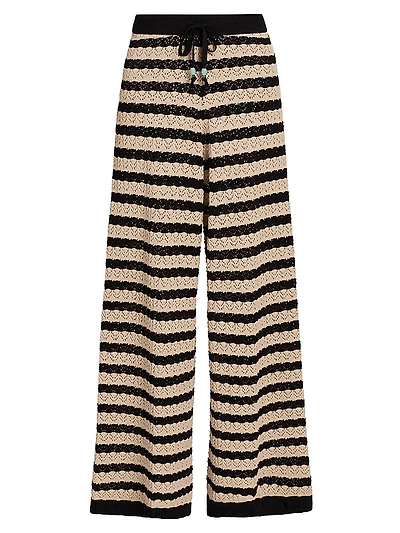 Gaelle Striped Pointelle Knit Pants