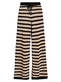 Gaelle Striped Pointelle Knit Pants