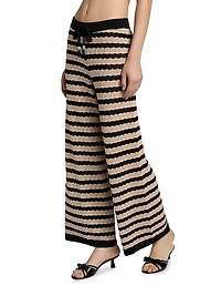 Gaelle Striped Pointelle Knit Pants