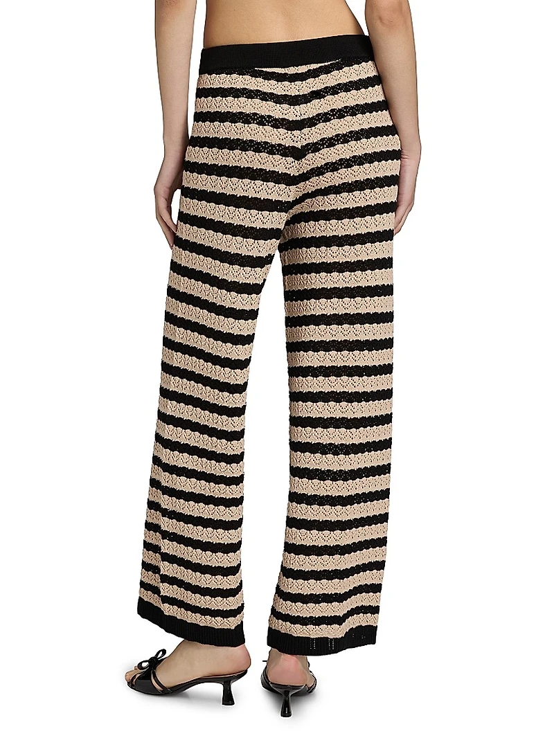 Gaelle Striped Pointelle Knit Pants