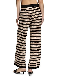 Gaelle Striped Pointelle Knit Pants