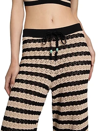 Gaelle Striped Pointelle Knit Pants