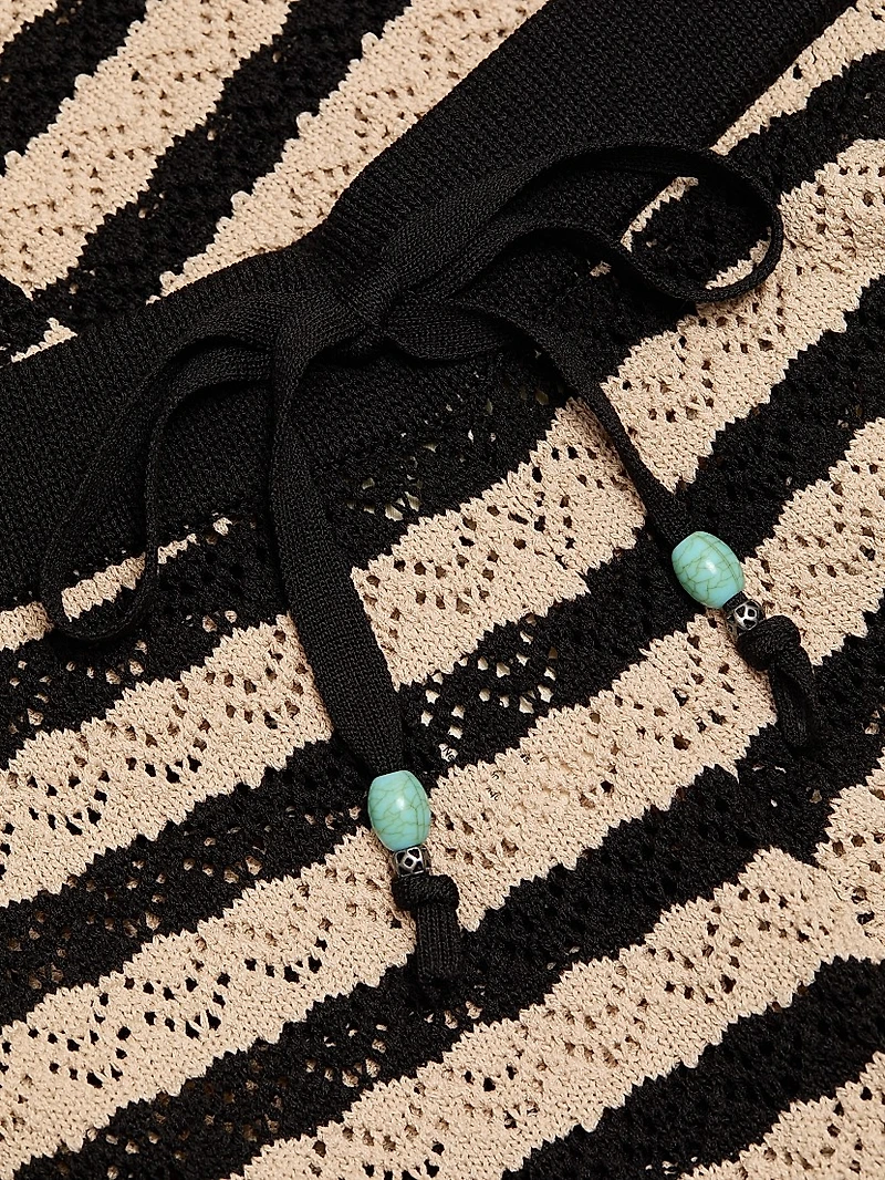 Gaelle Striped Pointelle Knit Pants