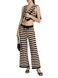 Gaelle Striped Pointelle Knit Pants