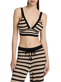 Reverie Striped Pointelle Knit Bra