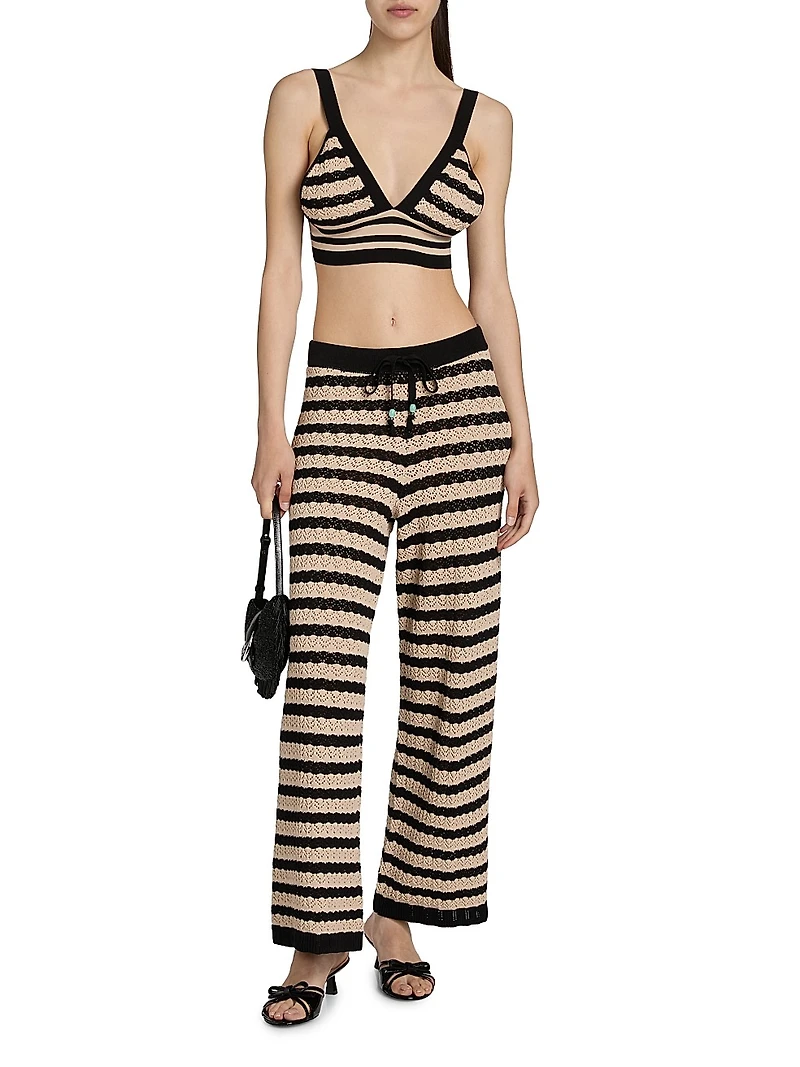 Reverie Striped Pointelle Knit Bra