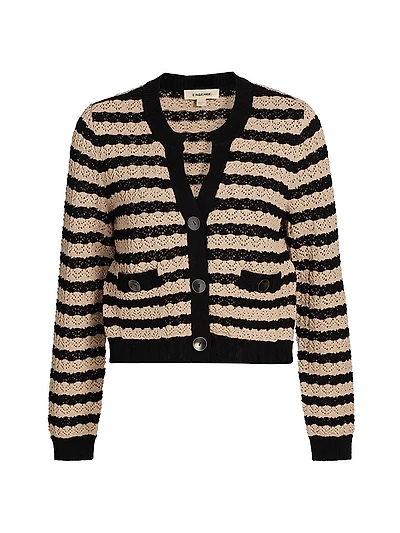 Orla Striped Pointelle Knit Cardigan