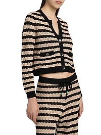 Orla Striped Pointelle Knit Cardigan