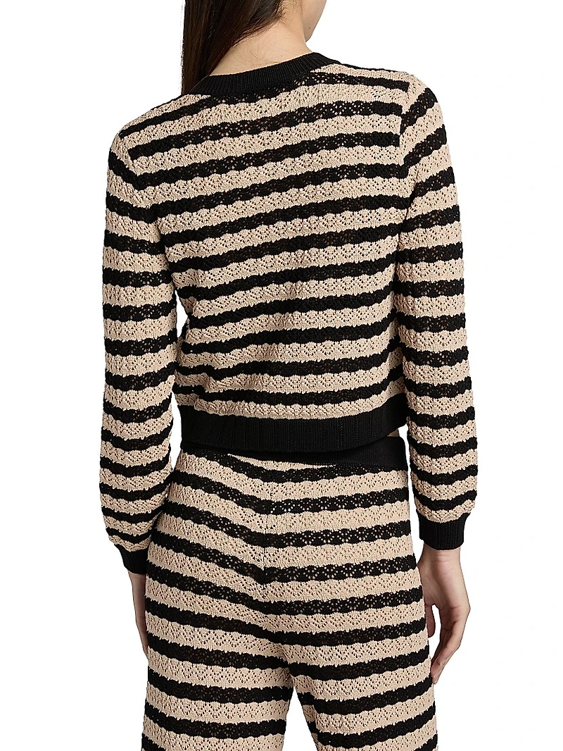 Orla Striped Pointelle Knit Cardigan