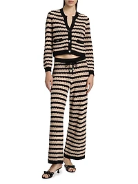 Orla Striped Pointelle Knit Cardigan