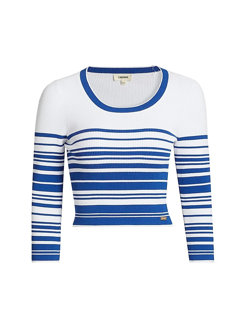 Yukio Striped Cropped Crewneck Top