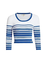Yukio Striped Cropped Crewneck Top