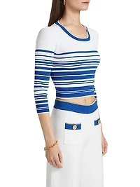 Yukio Striped Cropped Crewneck Top