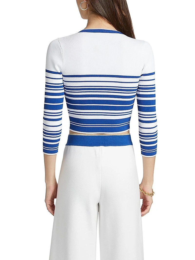 Yukio Striped Cropped Crewneck Top
