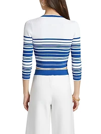 Yukio Striped Cropped Crewneck Top
