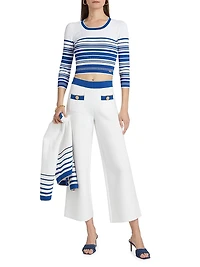 Yukio Striped Cropped Crewneck Top