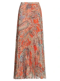 Torin Paisley Pleated Maxi Skirt