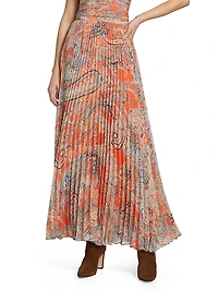 Torin Paisley Pleated Maxi Skirt