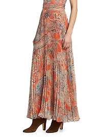Torin Paisley Pleated Maxi Skirt