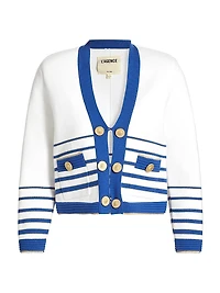 Catie Striped V-Neck Knit Sweater Blazer