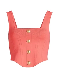 Saga Knit Corset Button-Front Top
