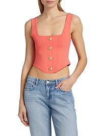 Saga Knit Corset Button-Front Top