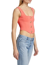 Saga Knit Corset Button-Front Top