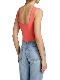 Saga Knit Corset Button-Front Top