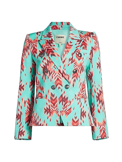 Marie Printed Double-Breasted Blazer