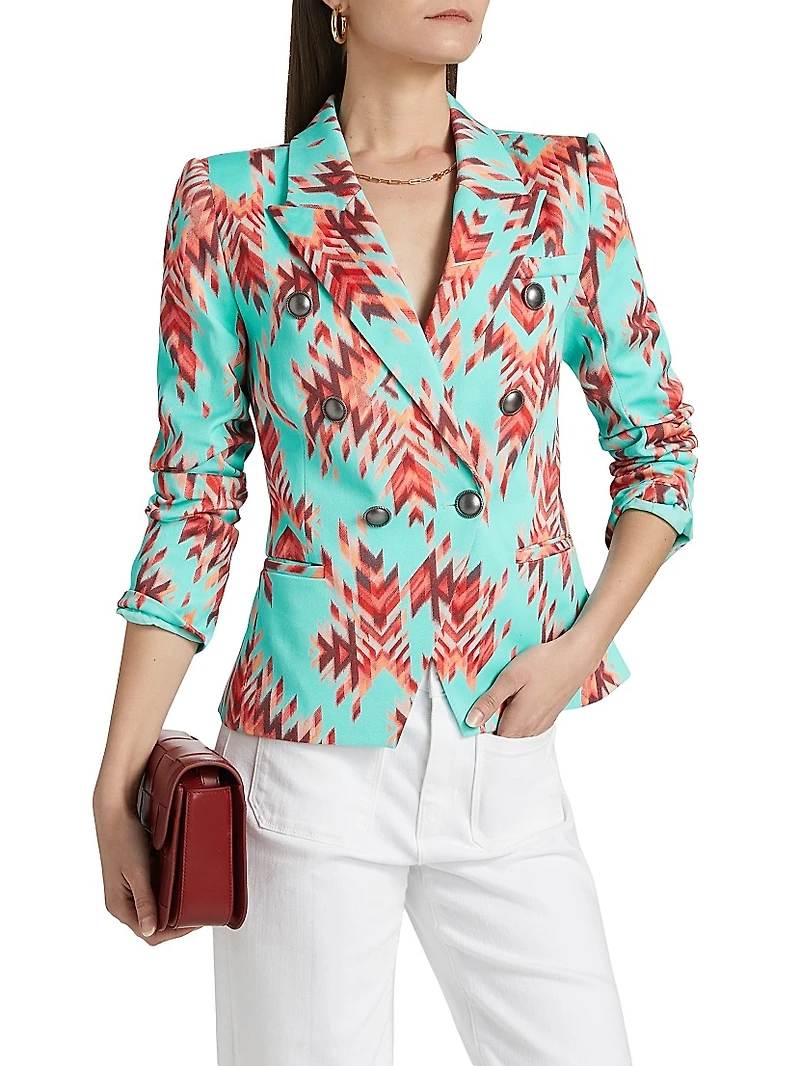 Marie Printed Double-Breasted Blazer