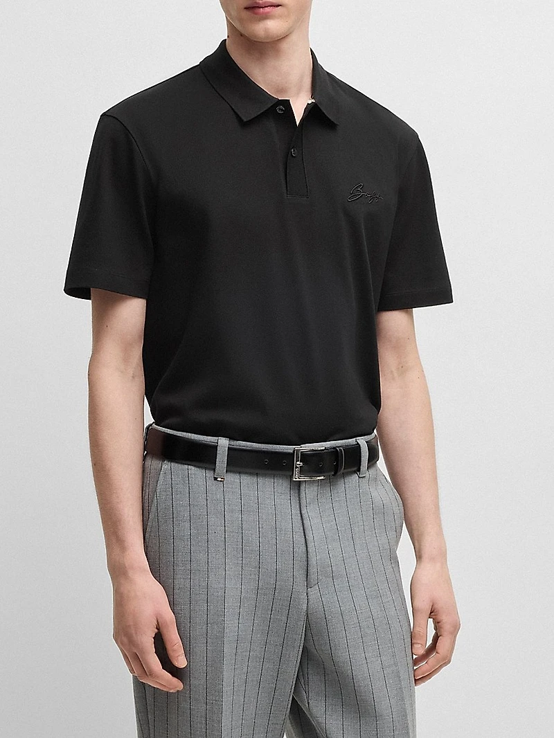 Mercerized-Cotton Polo Shirt with Script Logo