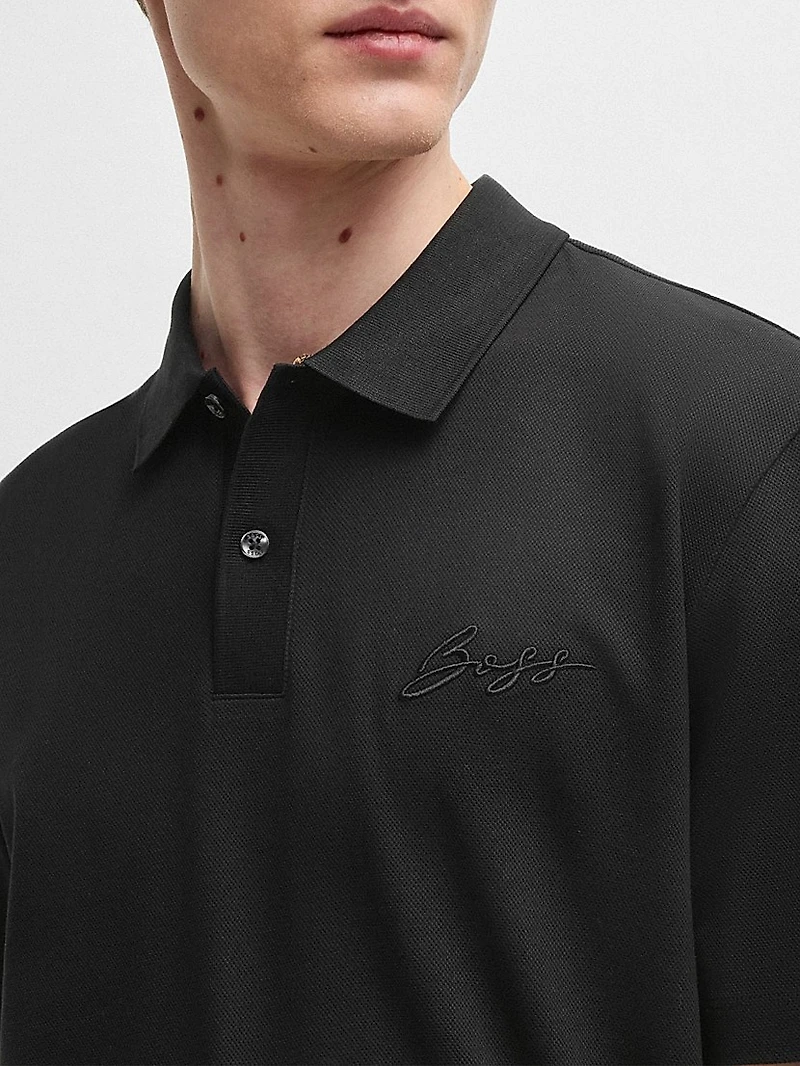 Mercerized-Cotton Polo Shirt with Script Logo