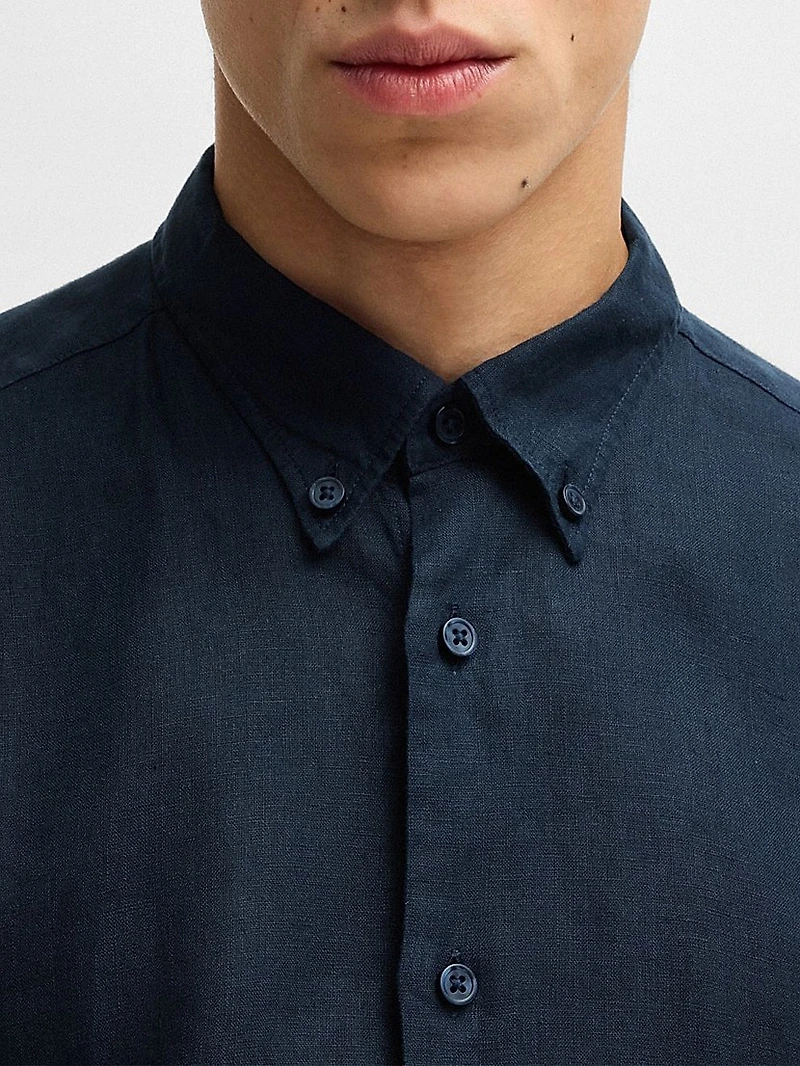 Regular-Fit Button-Down Shirt Linen