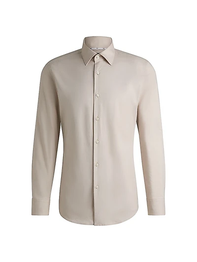 Slim-Fit Shirt Easy-Iron Stretch-Cotton Twill