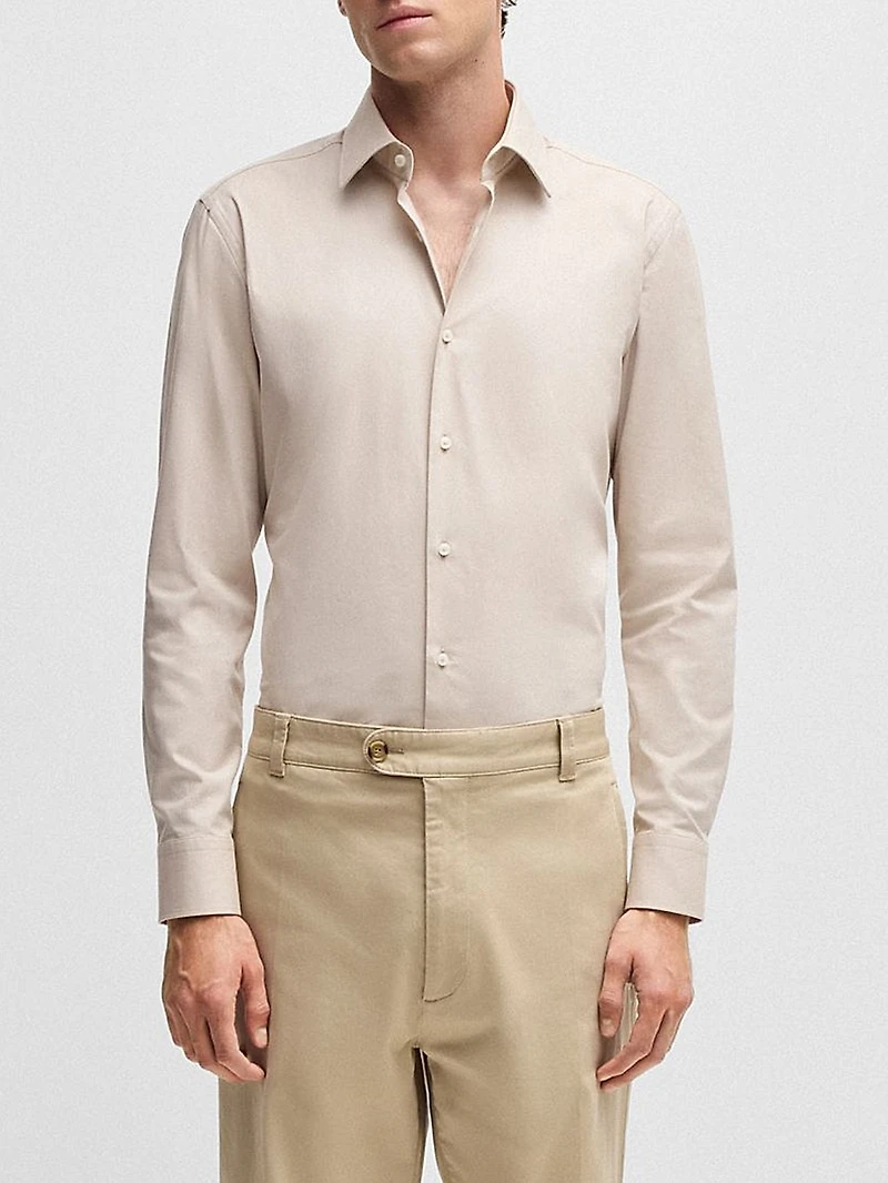 Slim-Fit Shirt Easy-Iron Stretch-Cotton Twill