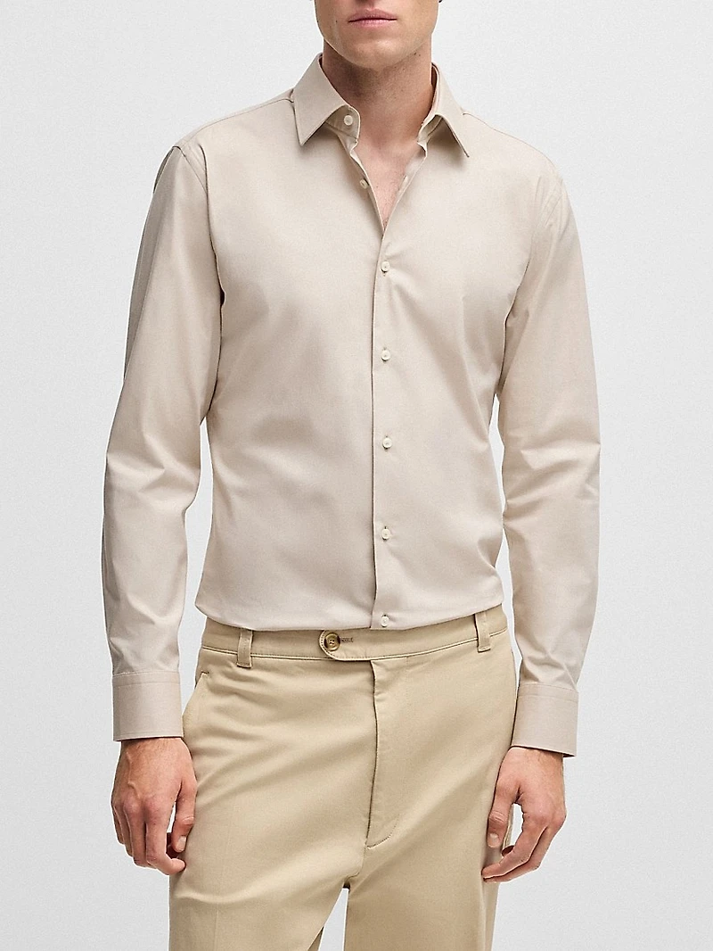 Slim-Fit Shirt Easy-Iron Stretch-Cotton Twill