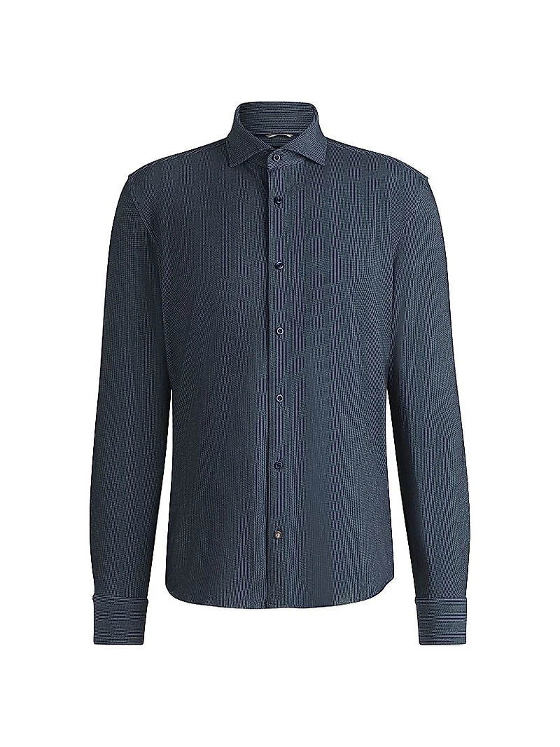 Casual-Fit Shirt Micro-Check Stretch Cotton