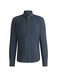 Casual-Fit Shirt Micro-Check Stretch Cotton