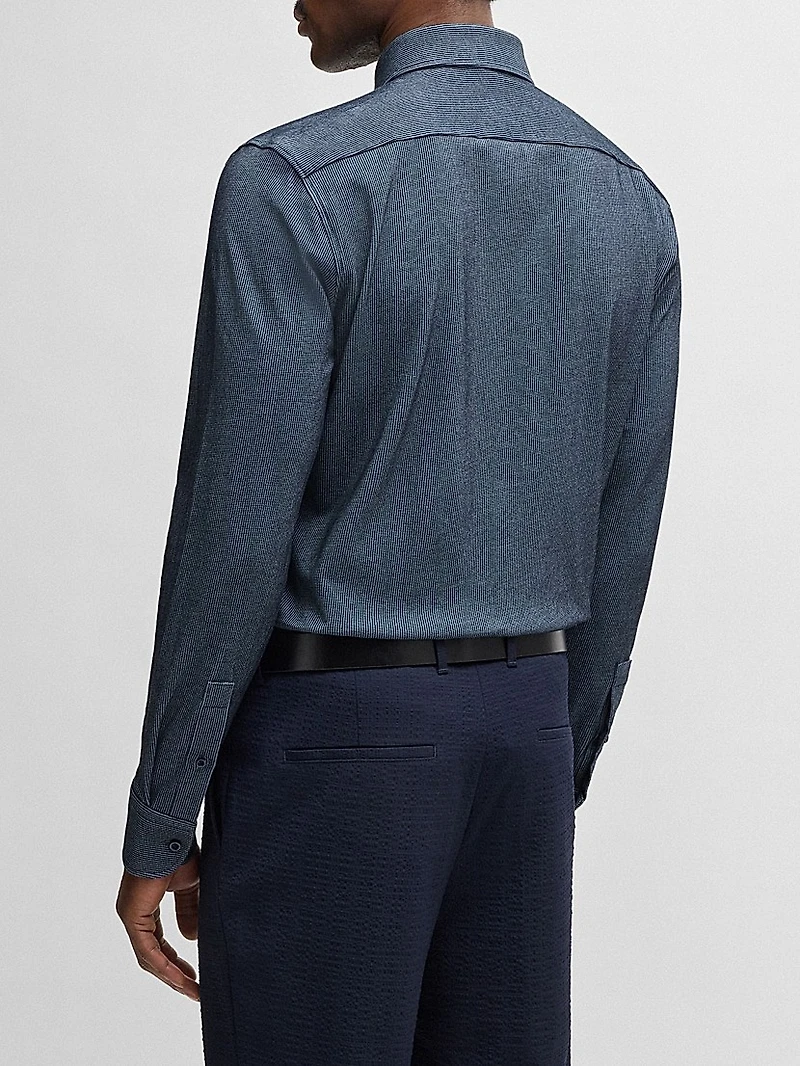 Casual-Fit Shirt Micro-Check Stretch Cotton
