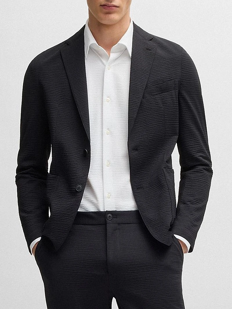 Slim-Fit Shirt Italian-Made Performance-Stretch Seersucker