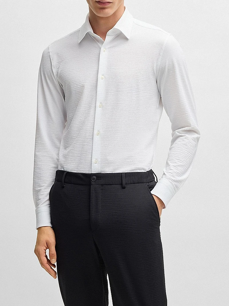 Slim-Fit Shirt Italian-Made Performance-Stretch Seersucker