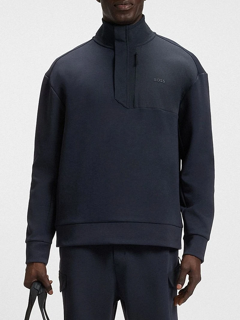 Super-Stretch Sweatshirt with Stormflap Detail