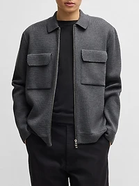Zip-Up Regular-Fit Cardigan Wool